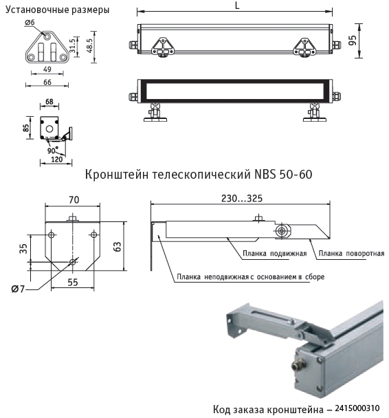 Технические характеристики светильника настенного NBS 60 LED Технические характеристики светильника настенного NBS 60 LED